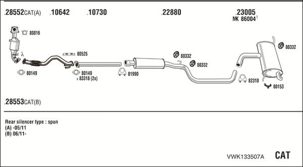 Fonos VWK133507A - Система випуску ОГ autocars.com.ua