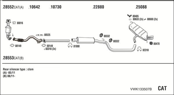Fonos VWK133507B - Система випуску ОГ autocars.com.ua