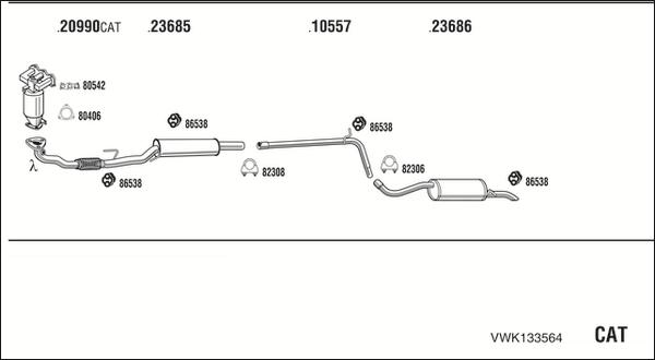 Fonos VWK133564 - Система випуску ОГ autocars.com.ua