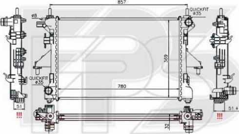 FPS FP 54 A1225 - Радіатор, охолодження двигуна autocars.com.ua