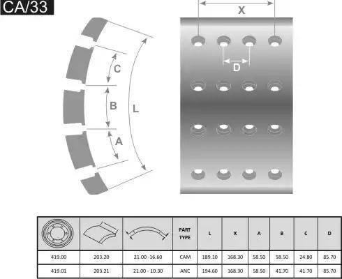 FRAS-LE CA/33-X - Гальмівні колодки, барабанне гальмо autocars.com.ua