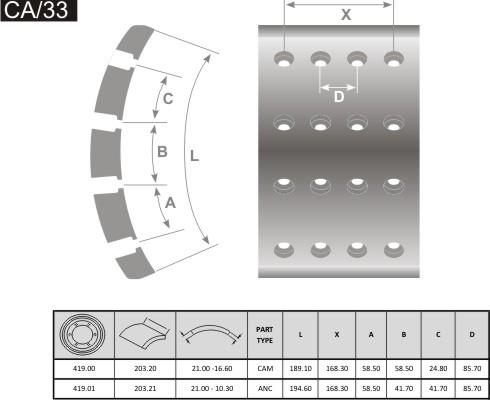 FRAS-LE CA/33 - Гальмівні колодки, барабанне гальмо autocars.com.ua