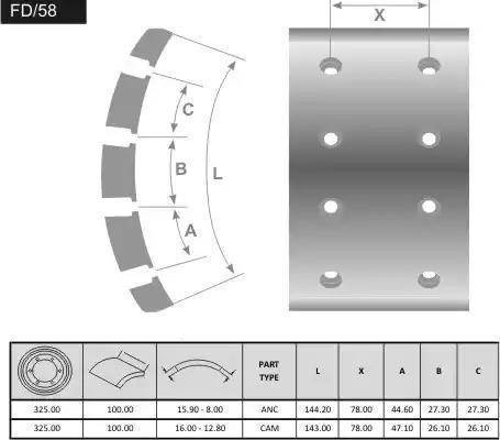 FRAS-LE FD/58-XX - Гальмівні колодки, барабанне гальмо autocars.com.ua