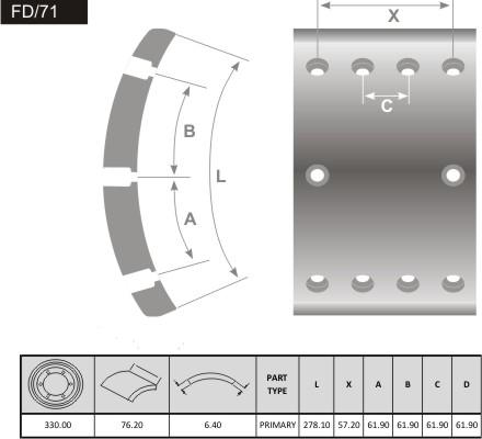 FRAS-LE FD/71 - Гальмівні колодки, барабанне гальмо autocars.com.ua