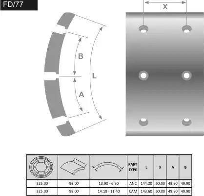 FRAS-LE FD/77-X - Гальмівні колодки, барабанне гальмо autocars.com.ua