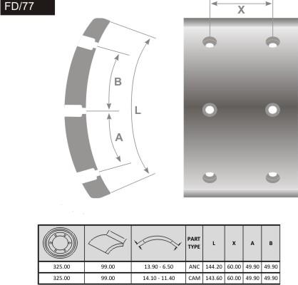 FRAS-LE FD/77 - Гальмівні колодки, барабанне гальмо autocars.com.ua