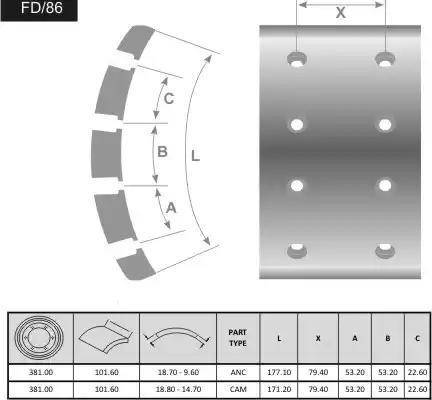 FRAS-LE FD/86-X - Тормозные накладки, барабанный тормоз autodnr.net