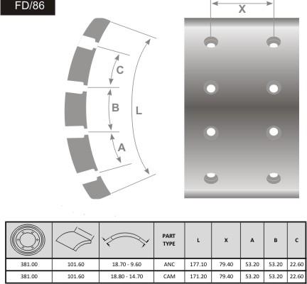 FRAS-LE FD/86 - Тормозные накладки, барабанный тормоз autodnr.net