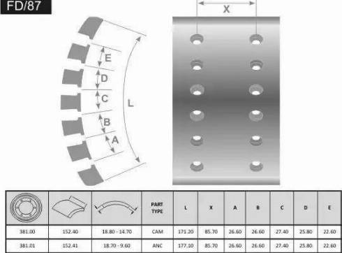 FRAS-LE FD/87-X - Тормозные накладки, барабанный тормоз autodnr.net