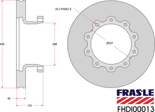 FRAS-LE FHDI00013 - Гальмівний диск autocars.com.ua