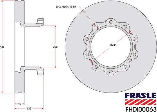 FRAS-LE FHDI00063 - Гальмівний диск autocars.com.ua