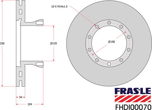 FRAS-LE FHDI00070 - Гальмівний диск autocars.com.ua