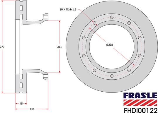 FRAS-LE FHDI00122 - Гальмівний диск autocars.com.ua