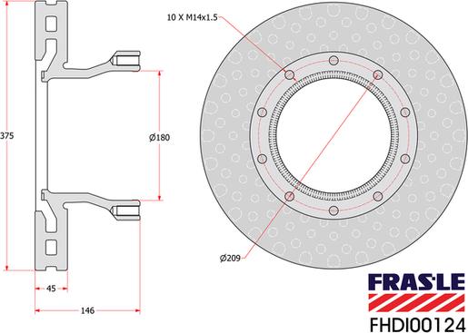 FRAS-LE FHDI00124 - Гальмівний диск autocars.com.ua