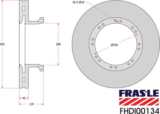 FRAS-LE FHDI00134 - Гальмівний диск autocars.com.ua