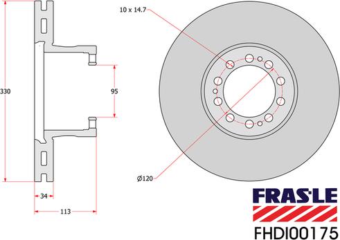 FRAS-LE FHDI00175 - Гальмівний диск autocars.com.ua