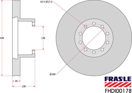 FRAS-LE FHDI00178 - Гальмівний диск autocars.com.ua