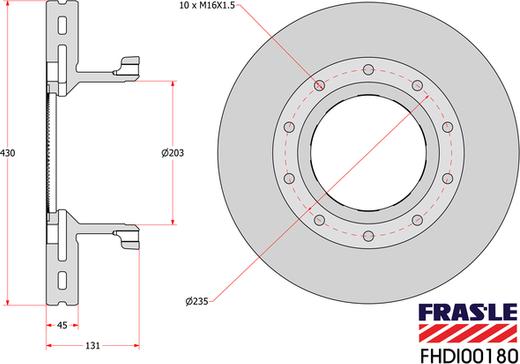 FRAS-LE FHDI00180 - Гальмівний диск autocars.com.ua