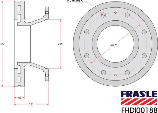 FRAS-LE FHDI00188 - Гальмівний диск autocars.com.ua