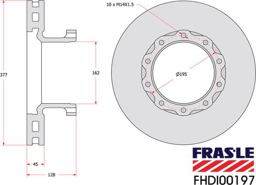 FRAS-LE FHDI00197 - Гальмівний диск autocars.com.ua