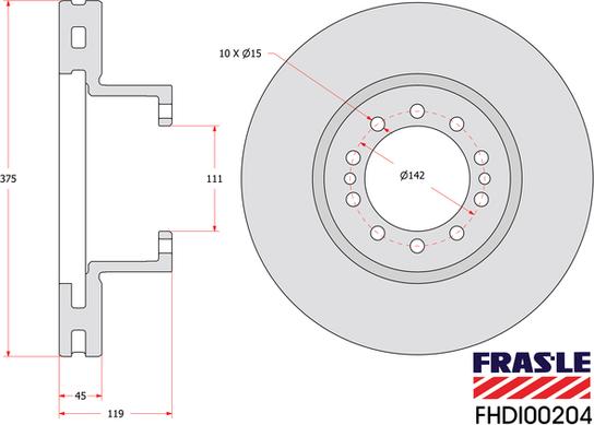 FRAS-LE FHDI00204 - Гальмівний диск autocars.com.ua