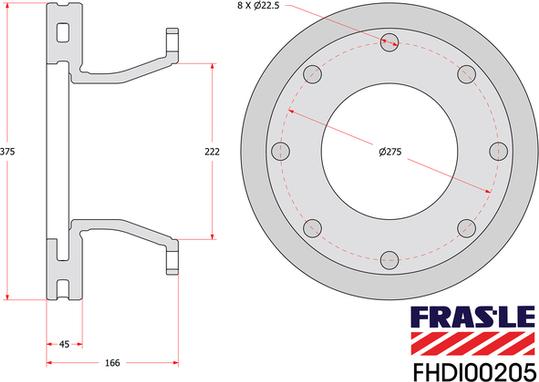 FRAS-LE FHDI00205 - Гальмівний диск autocars.com.ua