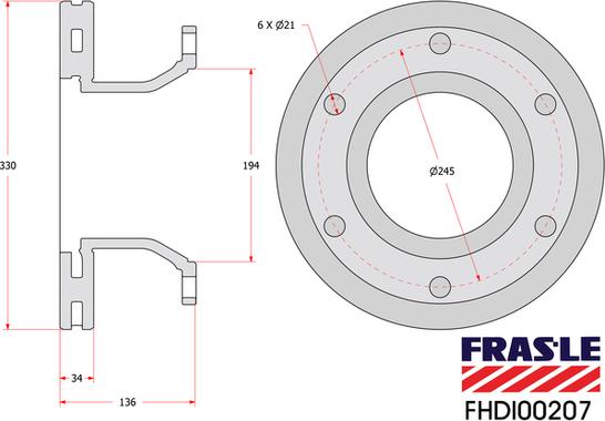 FRAS-LE FHDI00207 - Гальмівний диск autocars.com.ua