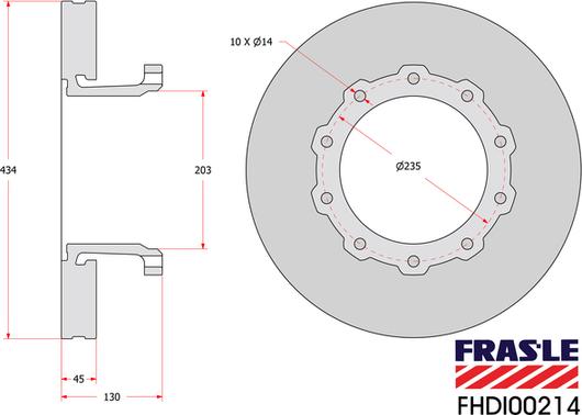 FRAS-LE FHDI00214 - Гальмівний диск autocars.com.ua