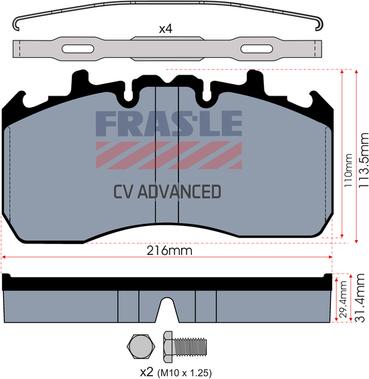 FRAS-LE PD/215-K019-CV - Гальмівні колодки, дискові гальма autocars.com.ua