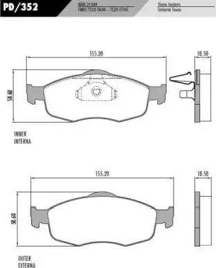 FRAS-LE PD/352 - Тормозные колодки, дисковые, комплект autodnr.net