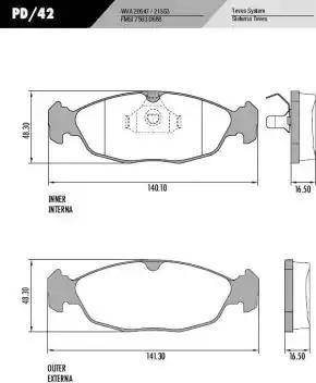 FRAS-LE PD42 - Гальмівні колодки, дискові гальма autocars.com.ua