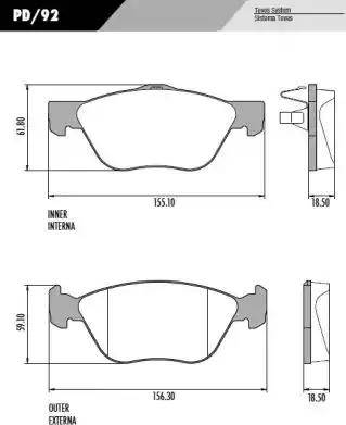 FRAS-LE PD92 - Тормозные колодки, дисковые, комплект autodnr.net