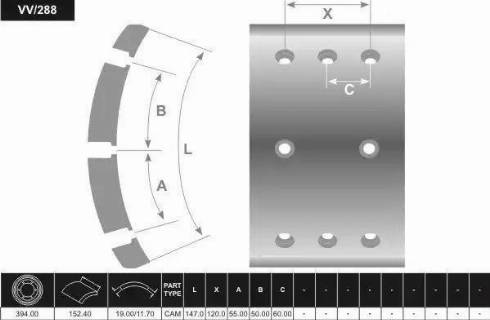 FRAS-LE VV/288-X - Гальмівні колодки, барабанне гальмо autocars.com.ua