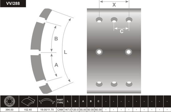 FRAS-LE VV/288 - Гальмівні колодки, барабанне гальмо autocars.com.ua