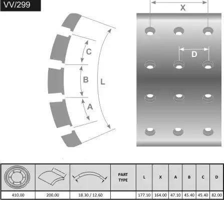 FRAS-LE VV/299-X - Гальмівні колодки, барабанне гальмо autocars.com.ua
