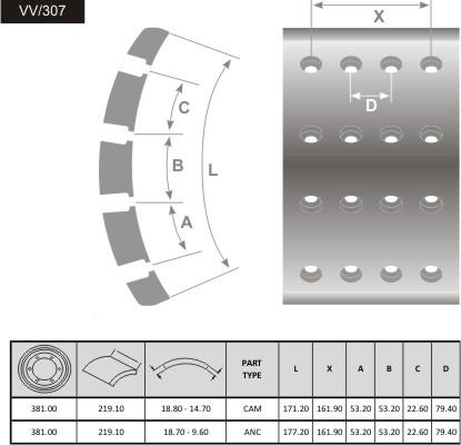 FRAS-LE VV/307 - Гальмівні колодки, барабанне гальмо autocars.com.ua