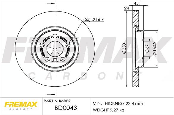 FREMAX BD-0043 - Гальмівний диск autocars.com.ua