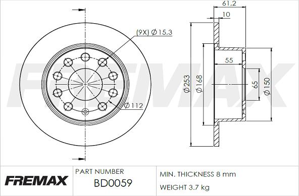 FREMAX BD-0059 - Тормозной диск avtokuzovplus.com.ua