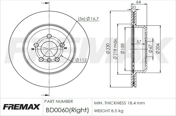 FREMAX BD-0060 - Гальмівний диск autocars.com.ua