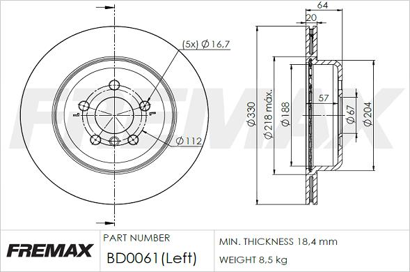 FREMAX BD-0061 - Гальмівний диск autocars.com.ua