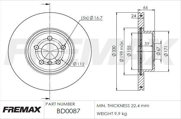 FREMAX BD-0087 - Гальмівний диск autocars.com.ua