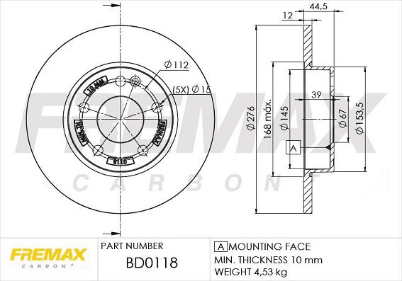 FREMAX BD-0118 - Тормозной диск avtokuzovplus.com.ua