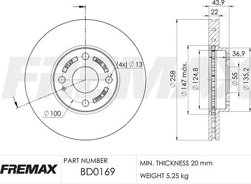 FREMAX BD-0169 - Гальмівний диск autocars.com.ua