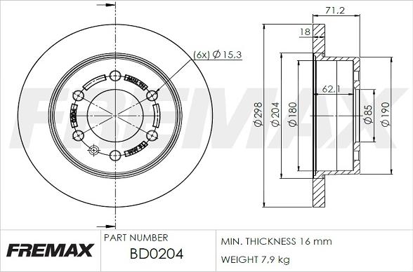 FREMAX BD-0204 - Гальмівний диск autocars.com.ua