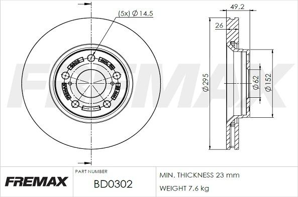 FREMAX BD-0302 - Гальмівний диск autocars.com.ua