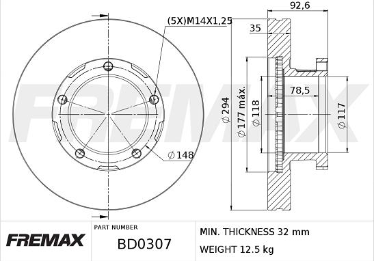 FREMAX BD-0307 - Гальмівний диск autocars.com.ua