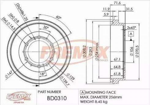 FREMAX BD-0310 - Тормозной барабан avtokuzovplus.com.ua