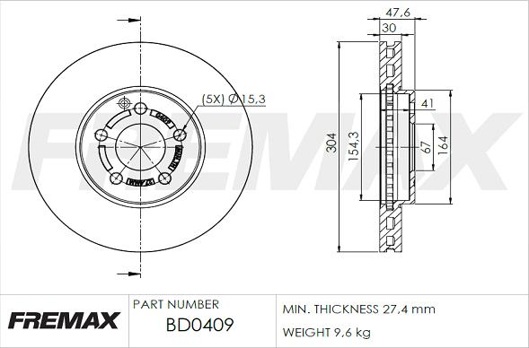 FREMAX BD-0409 - Гальмівний диск autocars.com.ua