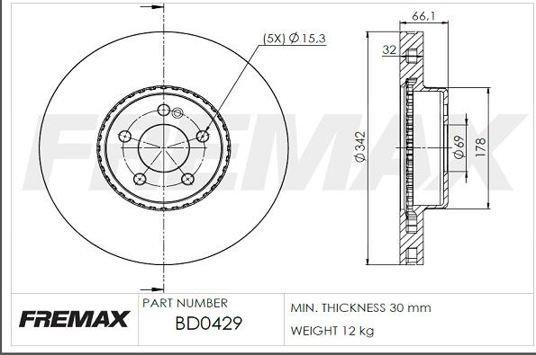 FREMAX BD-0429 - Гальмівний диск autocars.com.ua