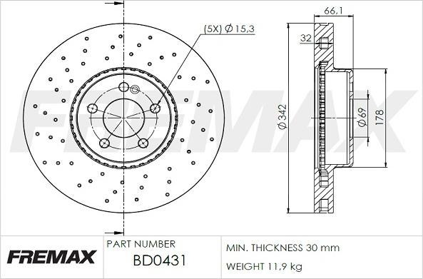 FREMAX BD-0431 - Гальмівний диск autocars.com.ua